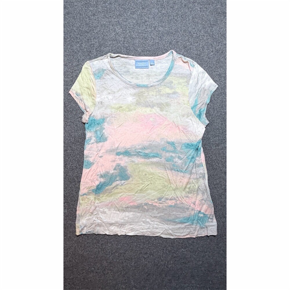 Simply Vera Vera Wang T-Shirt Womens L Pastel Tie Dye Scoop Neck Short